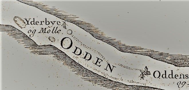 Uddrag fra Videnskabernes Selskabs kort 1779 med begge møller indtegnet